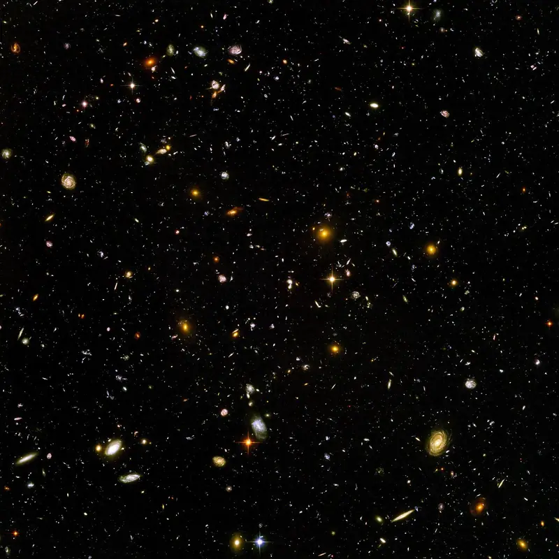 The Hubble Ultra Deep Field, showing thousands of galaxies